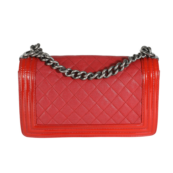 Chanel Red Quilted Goatskin Medium Boy Bag - Picture 2 of 7